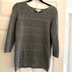 LOFT Gray Open Knit Sweater